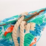 Фото Сумка пляжная на канатах принт тропический с фламинго 210-01