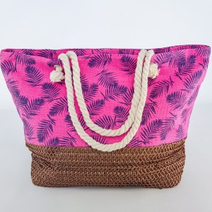 Летняя пляжная сумка яркая розовая в морской тематике 211-02