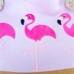 Фото Сумка пляжная розовая на канатах принт фламинго 211-03