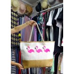 Фото Красива річна сумка біла з рожевими фламінго 211-04