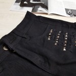 Фото Джинсовые шоты чёрные с заклёпками 539-2101-3
