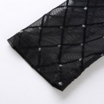 Фото Боди чёрное с серебристым декором на длинный рукав 170-11