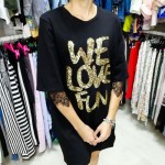 Фото Футболка oversize We love fun рукав гіпюр 513-6622