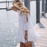 Фото Платье пляжное короткое белое с гипюром 146-50