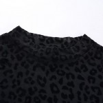 Фото Боди чёрное леопардовое на длинный рукав 170-02