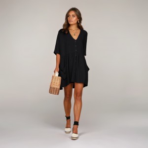 Пляжне коротке плаття чорне оversize 146-68-2 
