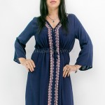 Фото Темно-синее платье с вышивкой коттон 405-32