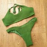 Фото Купальник бикини зелёный жатый 135-17-2