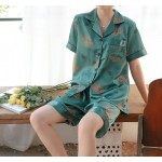 Фото Пижама зеленая на короткий рукав+шорты 324-01-1
