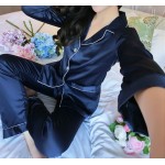 Фото Пижама синяя длинный рукав+штаны  324-08-2