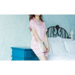 Фото Пижама полосатая розовая короткий рукав+шорты 325-01