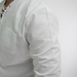 Фото Рубашка пляжная мужская белая с шнуровкой на груди 411-01