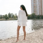 Фото Пляжна сукня коротка біла котон 146-43