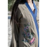 Фото Пляжний халат кольору хакі з вишивкою 405-25