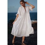 Фото Платье пляжное белое длинный рукав 405-37