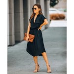 Фото Чорна легка сукня на короткий рукав 405-45