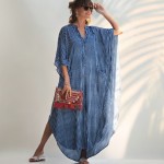 Фото Туника-платье синее в белую полоску oversize 405-48
