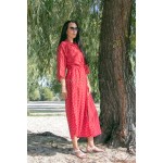 Фото Платье красное в белый горох на пуговицах 405-39