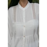 Фото Платье-рубашка белое на длинный рукав коттон 405-40