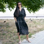 Купить Черное легкое летнее платье на короткий рукав 405-45 — реальное фото