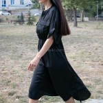 Купить Черное легкое летнее платье на короткий рукав 405-45 — реальное фото