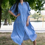 Фото Туніка-сукня синя в білу смужку oversize 405-48