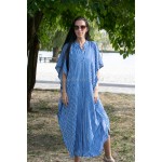 Фото Туника-платье синее в белую полоску oversize 405-48