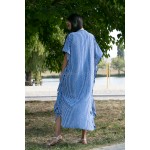 Фото Туника-платье синее в белую полоску oversize 405-48