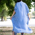 Фото Туника-платье синее в белую полоску oversize 405-48