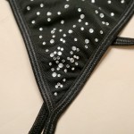 Фото Жіноча білизна комплект чорний ліф плавки підвязки зі стразами 328-09