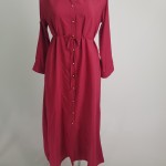 Фото Платье-рубашка летнее бардовое  на длинный рукав 405-49