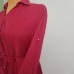 Фото Платье-рубашка летнее бардовое  на длинный рукав 405-49