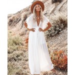 Фото Пляжна довга біла сукня  405-51-2