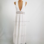 Фото Длинное белое платье с гипюром  406-05