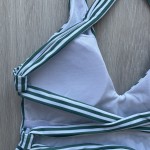 Фото Купальник слитный полосатый бело-зелёний 199-02-1