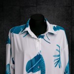 Фото Рубашка пляжная  белая с листьями на длинный рукав 190-03