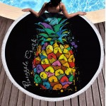 Фото Покрывало пляжное круглое черное с ярким ананасом  150*150  151-24