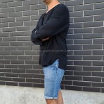 Фото Рубашка пляжная мужская черная хлопок туника мужская на море лёгкая тонкая 420-02