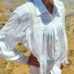 Фото Туника пляжная белая короткая хлопок накидка на купальник 146-71