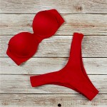 Фото Купальник красный  раздельный с чашками на косточках Пуш-Ап 117-06-1
