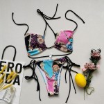 Фото Купальник раздельный цветной бикини на завязках 113-17-1