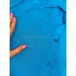 Фото Сукня-сорочка пляжна бірюзова коротка на довгий рукав 146-86