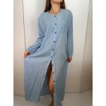 Фото Платье -рубашка пляжное длинное голубое  из жатой ткани 146-88
