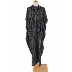 Фото Туника-платье чорное в белую полоску большой размер oversize 405-48-1