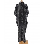 Фото Туника-платье чорное в белую полоску большой размер oversize 405-48-1