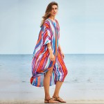 Фото Туника-платье цветное полосатое яркое большого размера  oversize 405-48-2