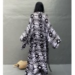 Фото Пляжний халат чёрно-белый с длинными рукавами 146-98