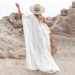 Фото Туника пляжная белая с бежевыми полосами 421-03-1