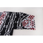 Фото Пляжный халат-кимоно чёрно-белый с красной каймой 405-79