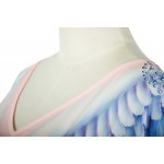 Фото Пляжна туніка рожева з блакитними крилами 405-91